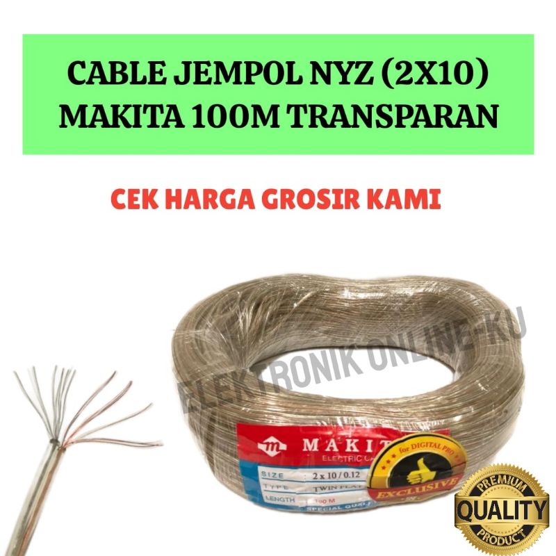 CABLE JEMPOL NYZ 2×10 MAKITA 100M TRANSPARAN