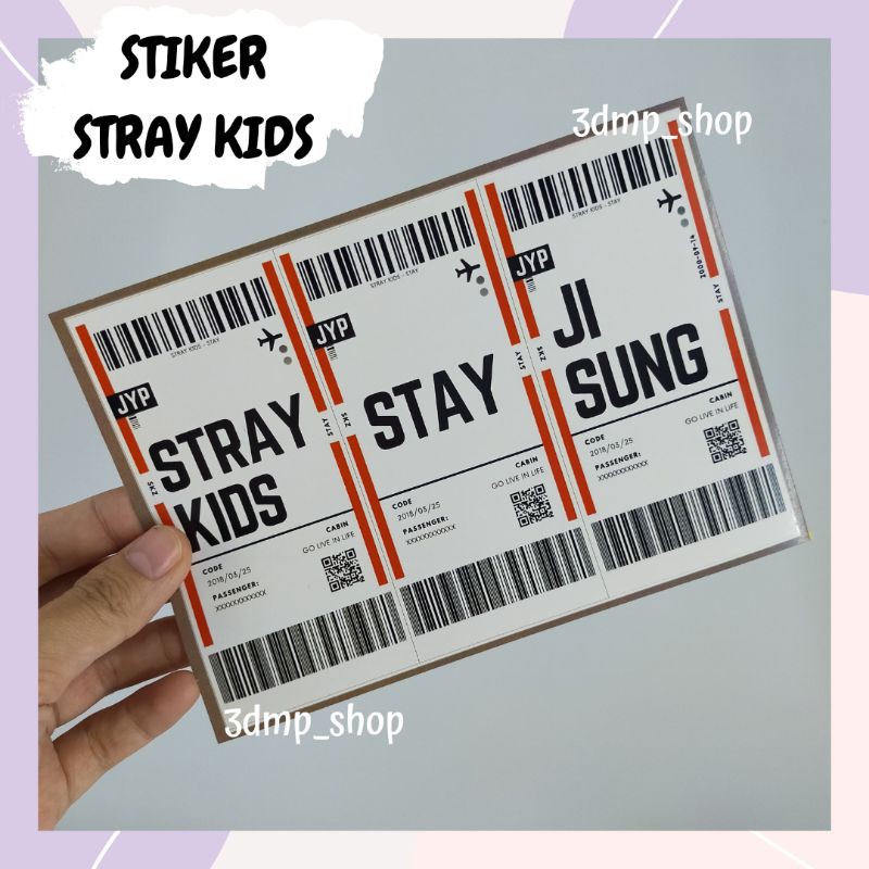 Stiker tiket barcode stray kids han jisung hyunjin felix bangchan changbin seungmin lee know jeongin