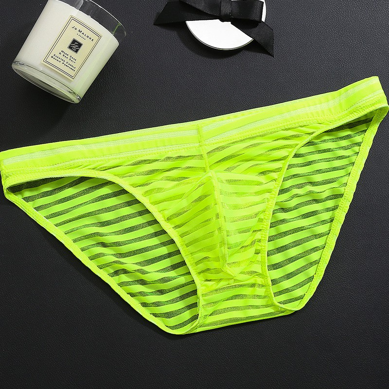 Celana Dalam Pria Sexy low Waist transparan Garis-garis Stretch G String Men's Panties Y038