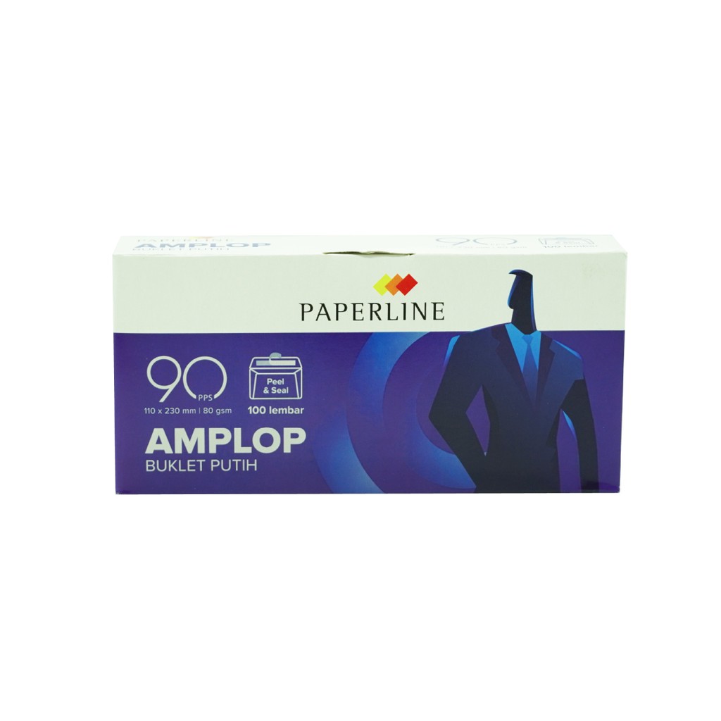 Amplop DL Putih Polos PAPERLINE 90 isi 100 (110 x 220 mm) 80 Gram Gsm