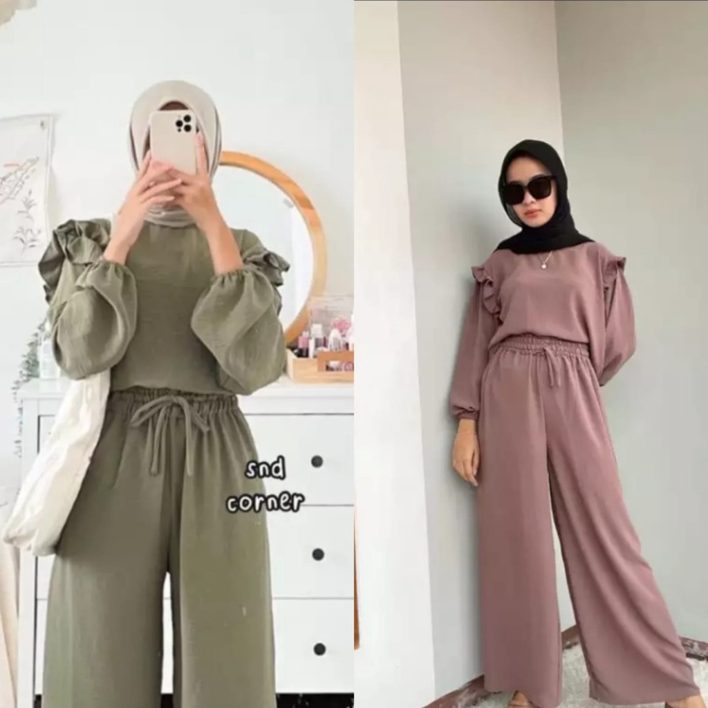 RUBY SET//SETELAN KULOT KRINKEL//OOTD KEKINIAN// SETELAN TERLARIS// SETELAN PALING BANYAK DI MINATI