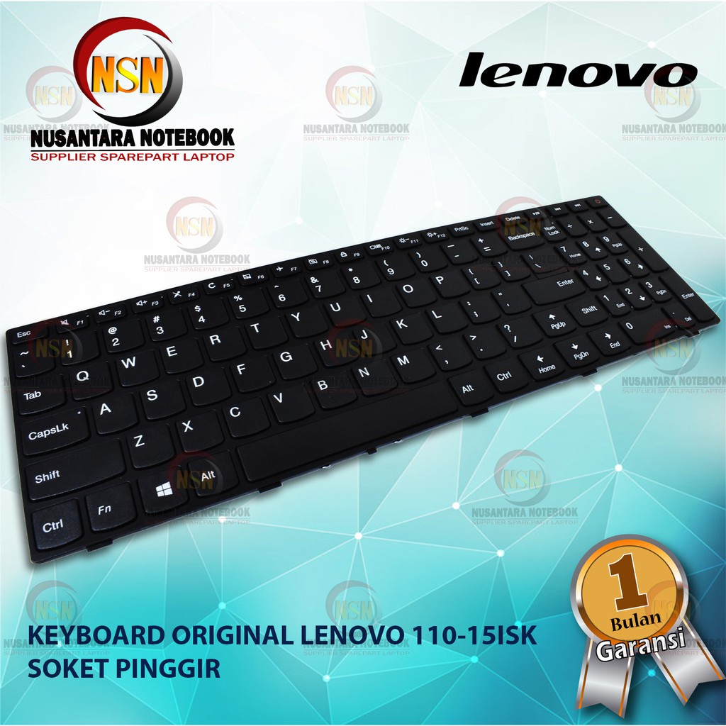 Keyboard Original Laptop Lenovo 110-15ISK Soket Pinggir Tombol Power