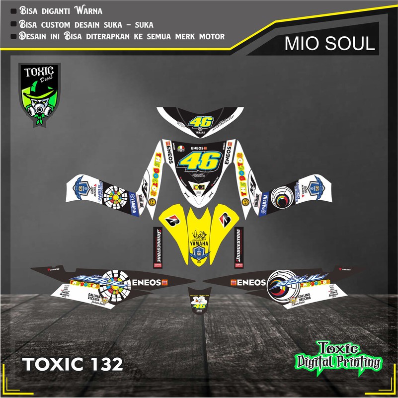 Sticker Decal YAMAHA MIO SPORTY ROSI HITAM PUTIH