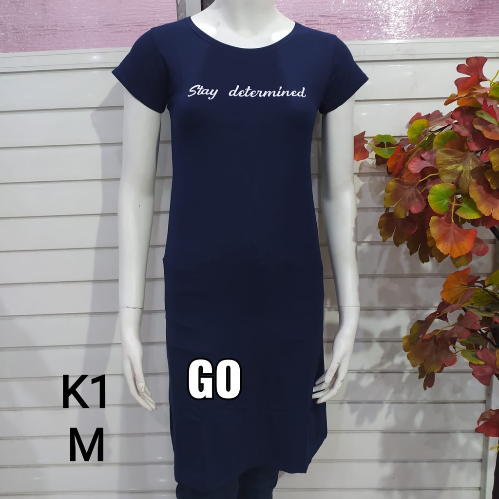 gof DP LMN DRESS/DASTER Wanita Casual Motif Polos Pakaian Perempuan Lengan Pendek