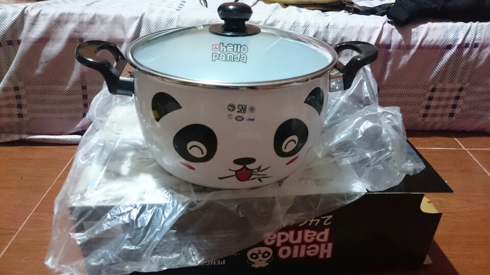 Panci Enamel 24cm Tutup Kaca Panda Maspion