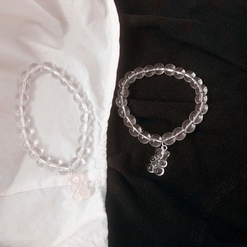 Gelang Kristal Transparan Dengan Liontin Beruang Untuk Wanita