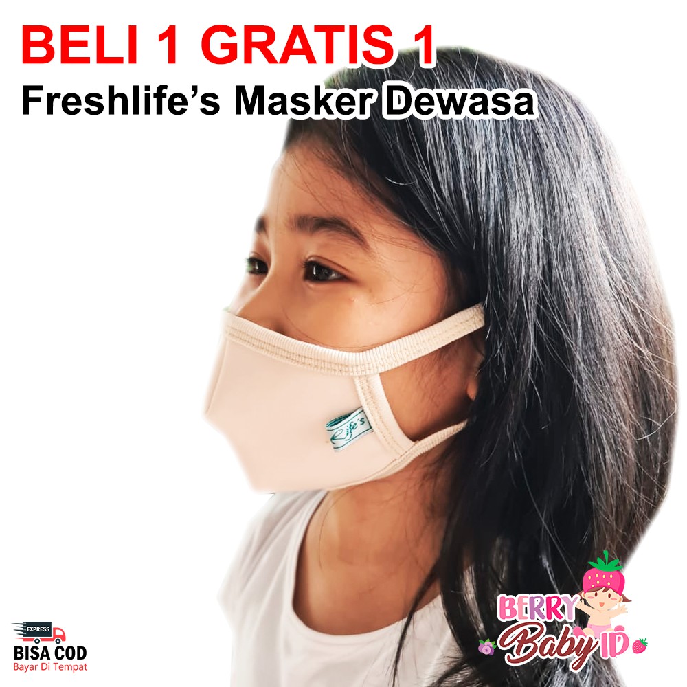 Fresh Life BELI 1 GRATIS 1 Freshlife's Masker Dewasa Kain Premium Scuba Skuba Berry Mart