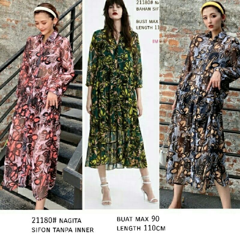 Maxi Maxy Dress Longdress Sifon 21180 Nagita Import