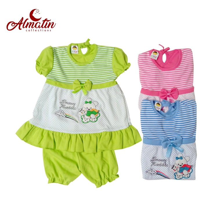 Baju Bayi Perempuan Baru Lahir Newborn Dress Dapat 3 STEL