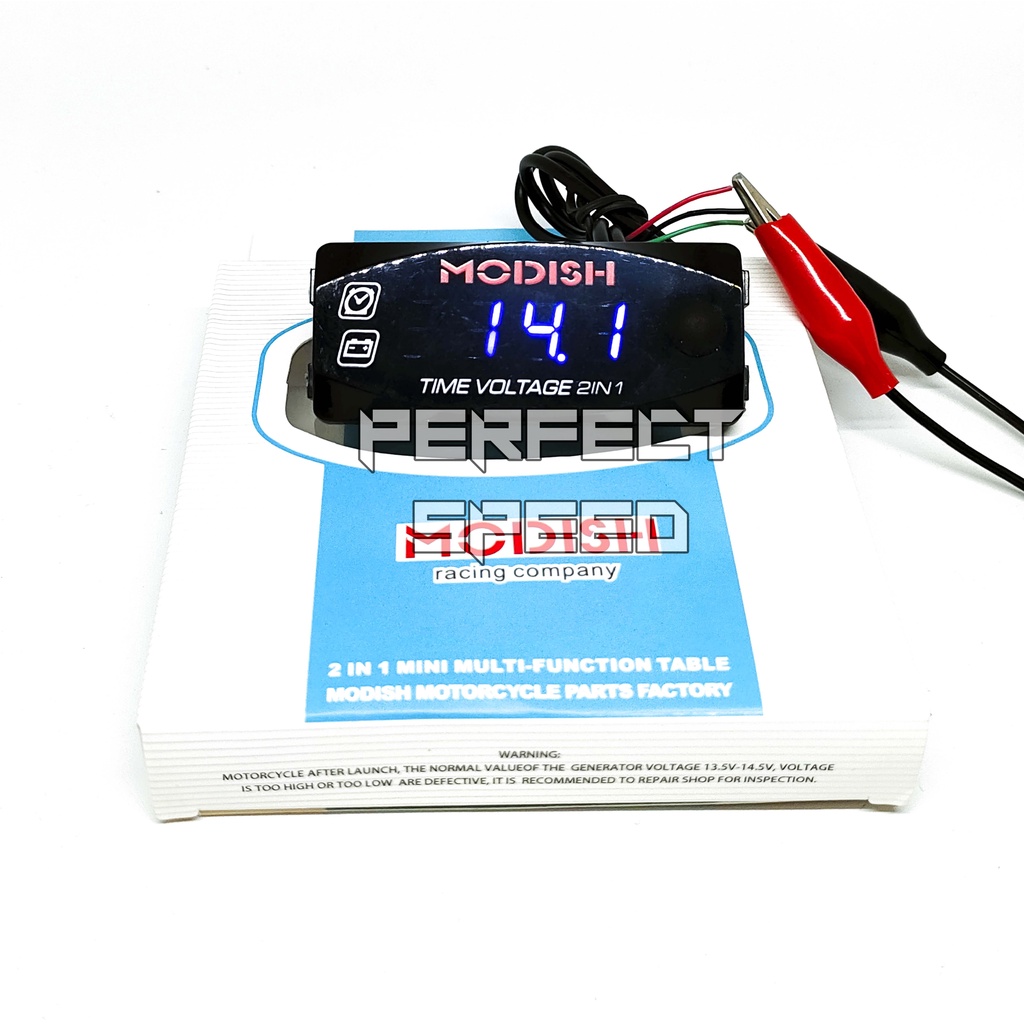 VOLTMETER AKI MOTOR DIGITAL 2IN1 MODISH VOLTAGE/TIME BISA UNTUK SEMUA MOTOR