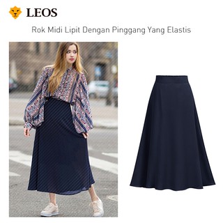 LEOS Original Long Flare Skirt Rok A Line Panjang  Elegan 