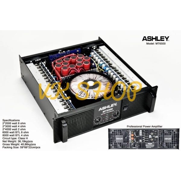POWER AMPLIFIER ASHLEY MT6500 PROFESIONAL ASHLEY MT 6500 ORIGINAL