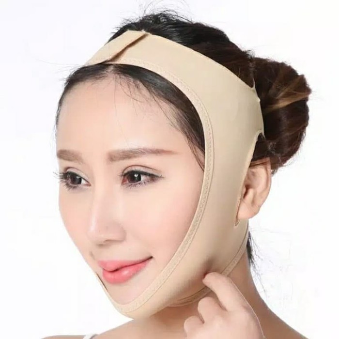 3D V SHAPE FACE SLIMING LIFT UP BELT SABUK  PENIRUS PIPI WAJAH PENGHILANG DOUBLE CHIN - BEIGE