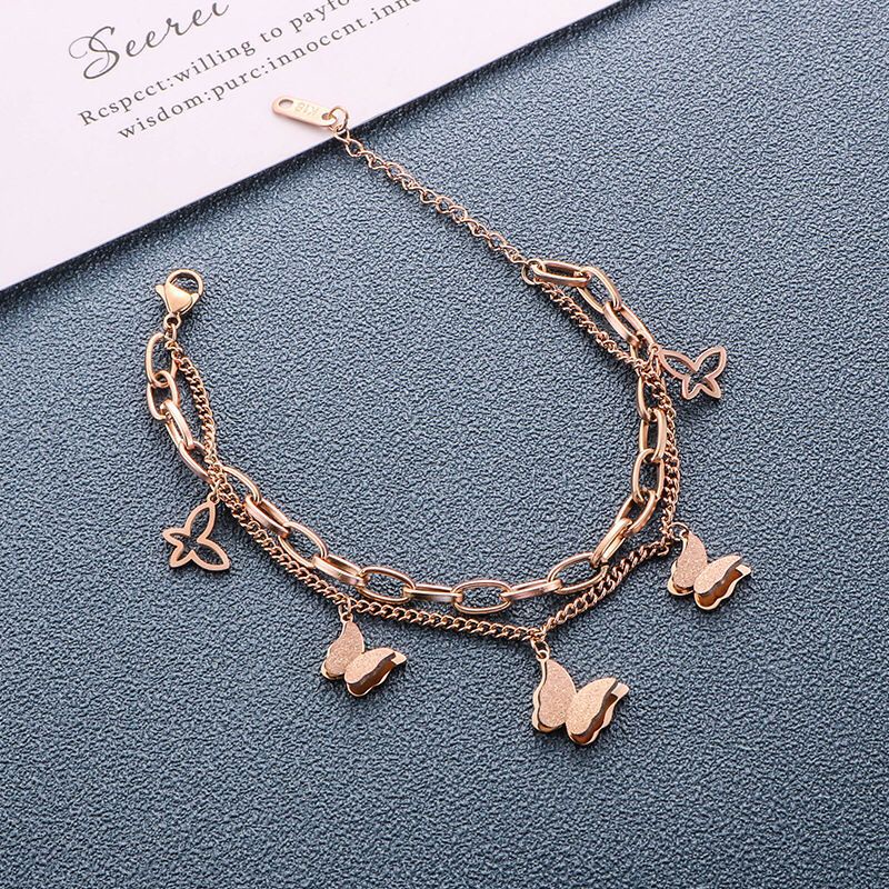 Gelang Tangan Kupu Kupu ROSEGOLD Titanium Anti karatan