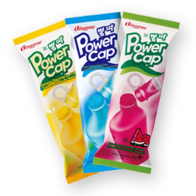 

BINGGRAE POWER CAP ICE CREAM IMPORT KOREA SODA/BANANA/STROBERI FLAVORED TUBE ES KRIM SQUID GAME