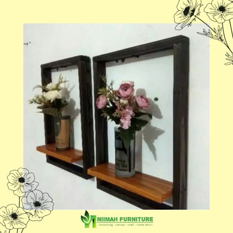 Pigura Rak bunga kotak / Rak dinding unik