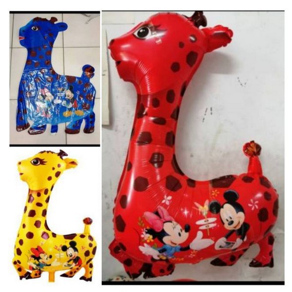 GROSIR 50 BIJI Balon Foil Jerapah warna termurah - Grosir Balon Gas Parasit Jerapah Warna MURAH