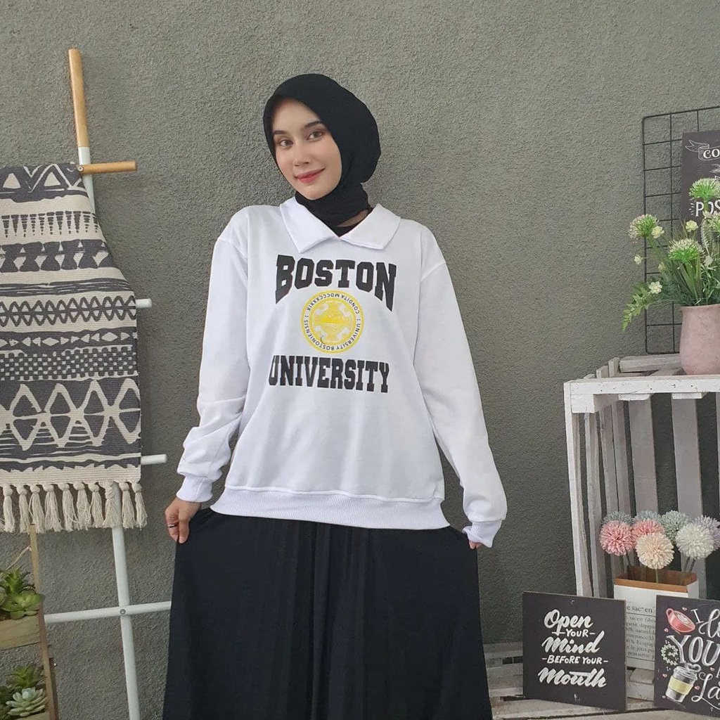 Nara Grosir - Boston Univ Colar Sweater l Fashion Pria dan Wanita