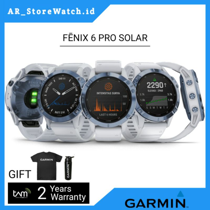 GARMIN Fenix 6 Pro Solar Whitestone Jam Tangan Smartwatch Original Tam & Garansi Resmi Tam