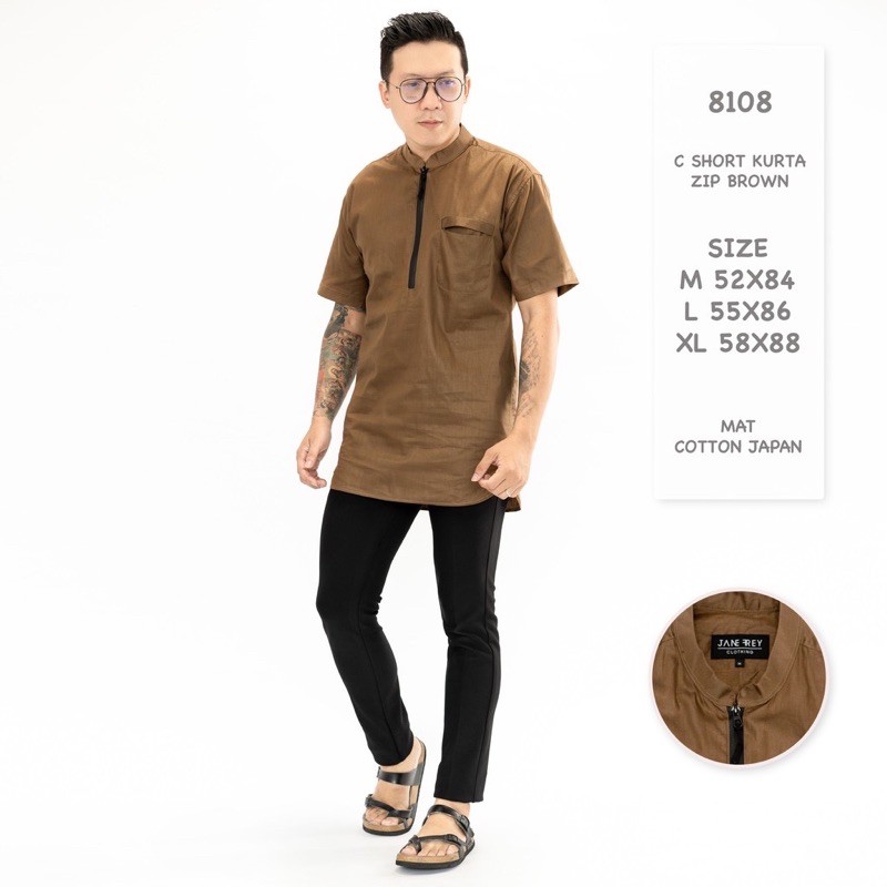 Kemeja Zip Kurta Pria Modern