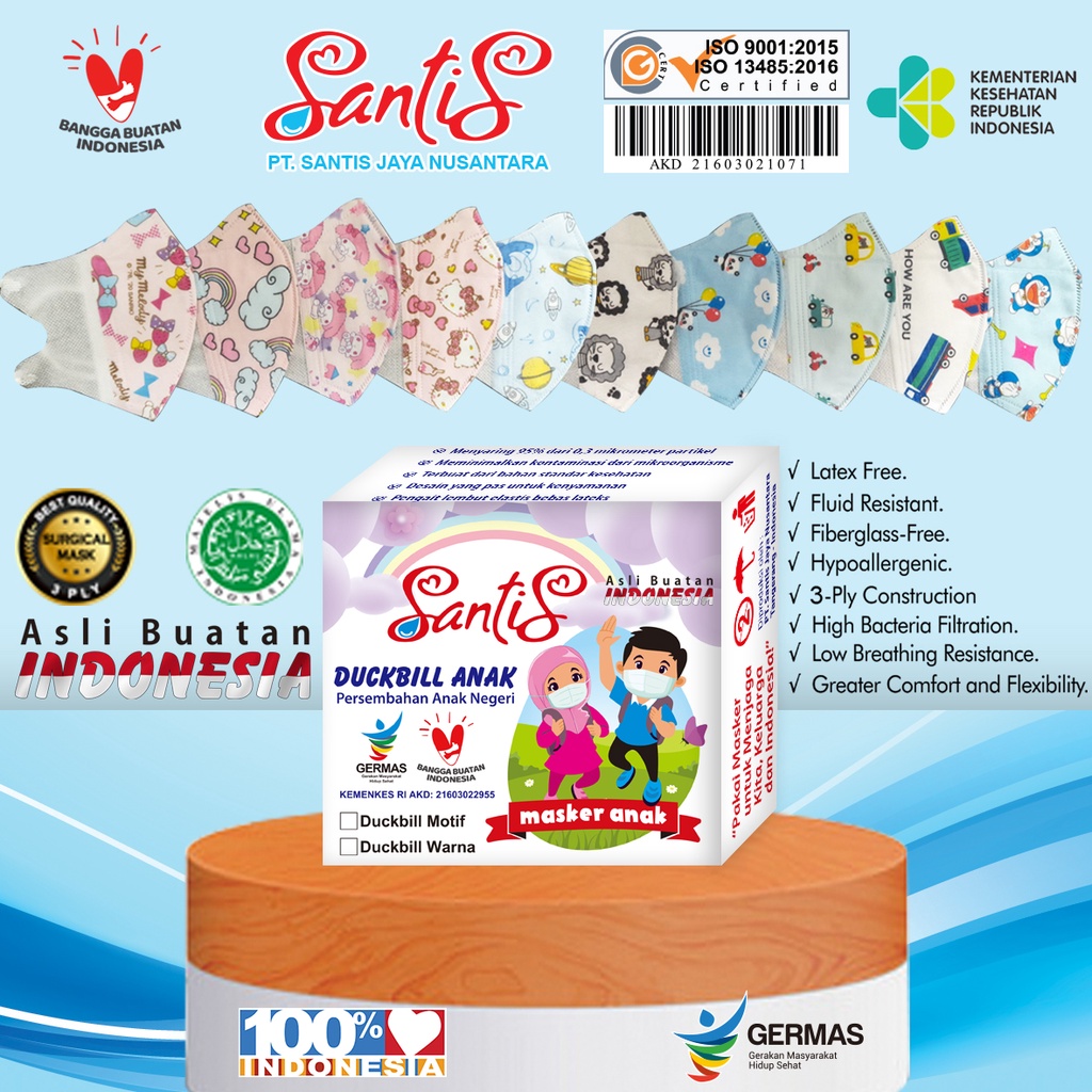 Masker Duckbill MEDIS Anak Motif Cewek dan Cowok by SANTIS