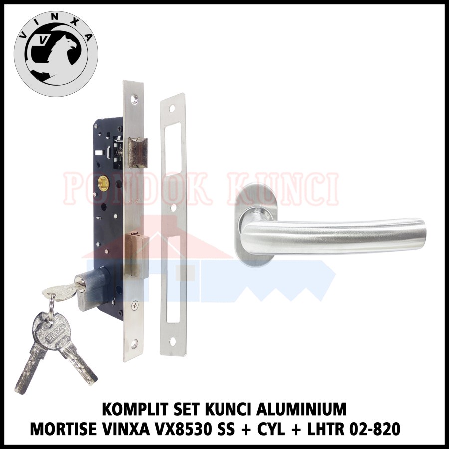 Lockcase Vinxa + Cylinder + Handle 820 Oval Kunci Set Pintu Aluminium