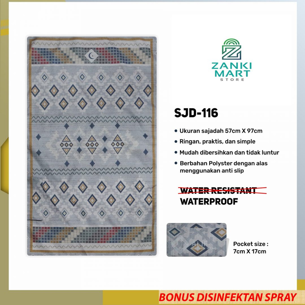 Sajadah Travel Saku Lipat PREMIUM WATERPROOF MURAH - Sajadah Alif - Sajadah Traveling - SJD00116