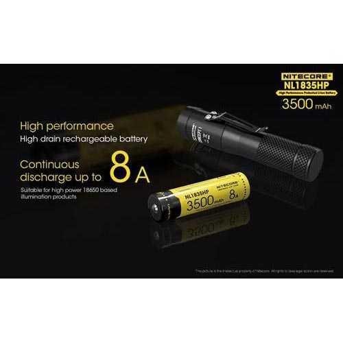 NITECORE 18650 Baterai Li-ion High Performance 3500mAh 3.6V 8A - NL1835HP - Black/Yellow