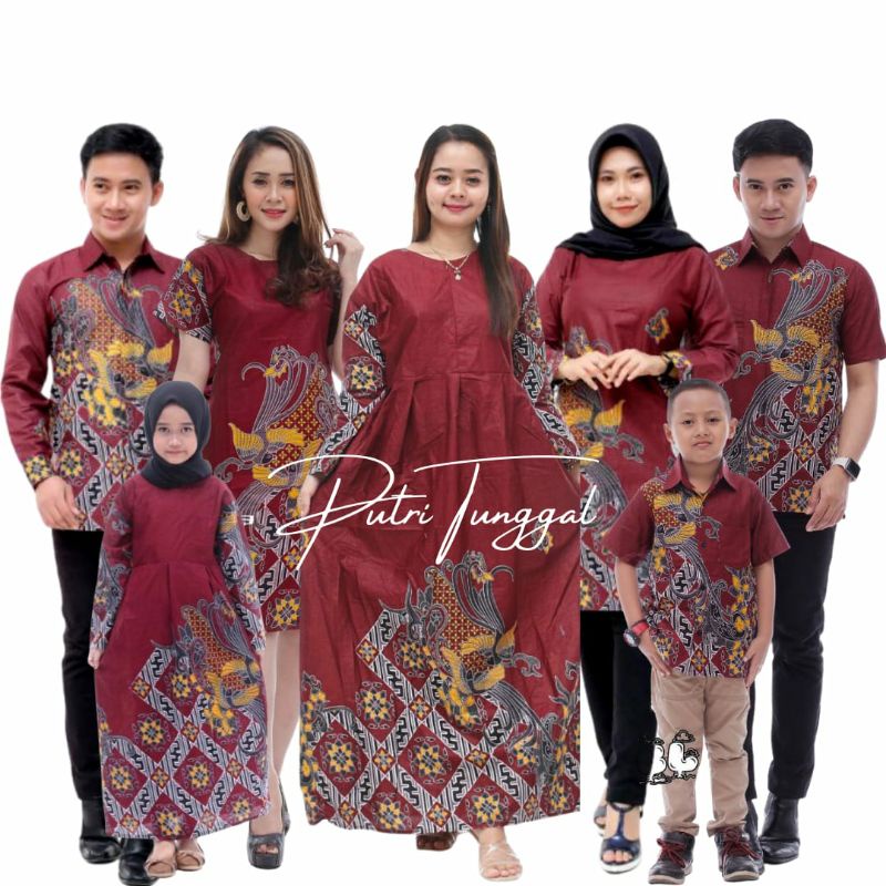 [FREE HIJAB] Batik couple keluarga sarimbit batik modern terbaru motif KENARI MERAH