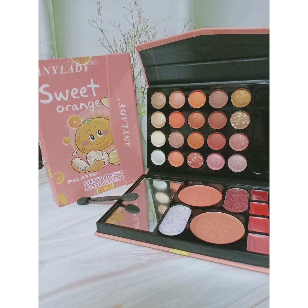 ANYLADY SWEET ORANGE EYESHADOW/BLUSHER GLITTER PALETTE