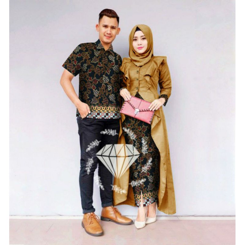 PCS CP RATUMELINA MS FASHION PAKAIAN COUPLE PASANGAN KEMEJA DAN KEBAYA BATIK ADA VIDEO REVIEW PRODUK