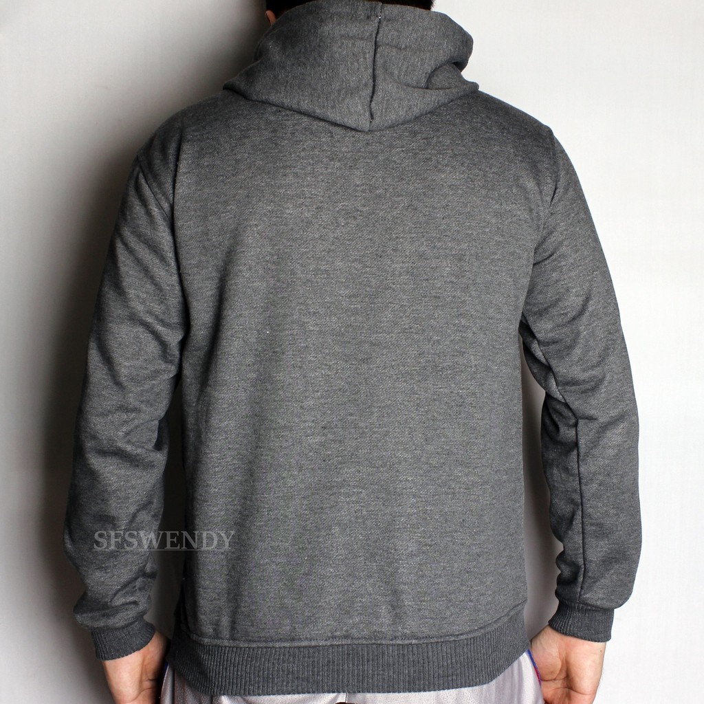 KUALITAS PREMIUM !!! Jaket Pria Hoodie Zipper polos Abu Abu Tua Misty ukuran besar Big Size