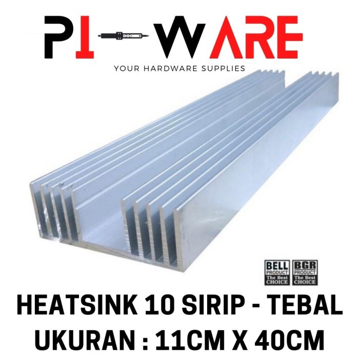 Heatsink 10 Sirip Aluminium Pendingin Ukuran 11 x 40cm Tebal 5mm