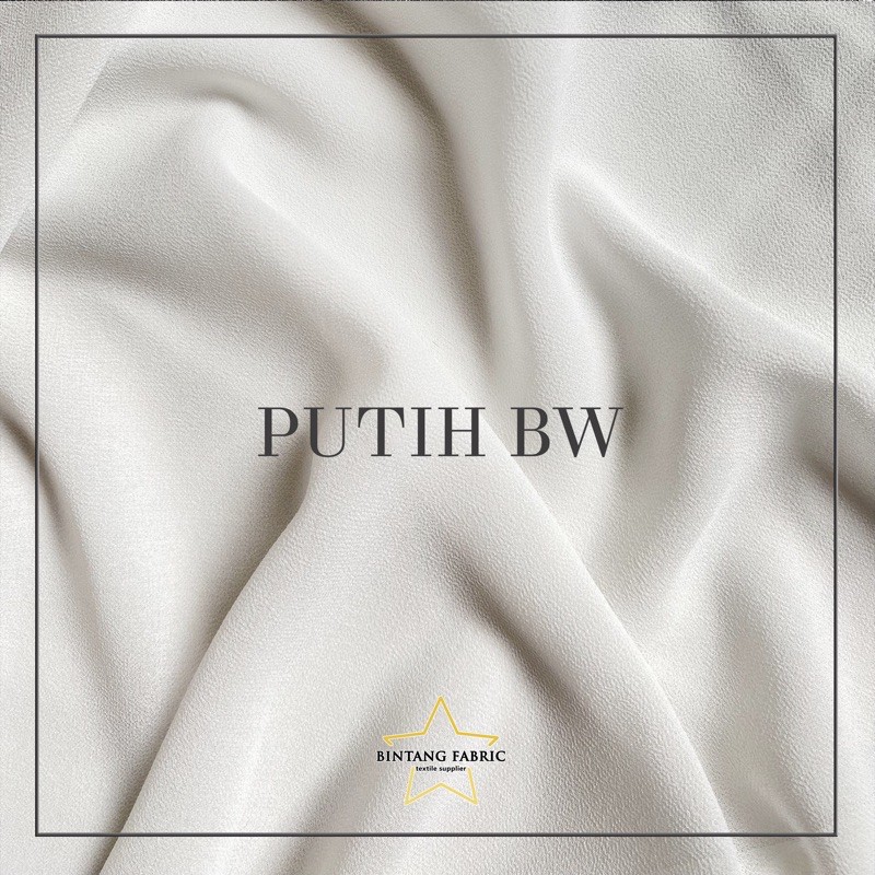 Bahan Kain Ceruti Ceruty Baby doll Premium 1/2 meter-Putih Bw