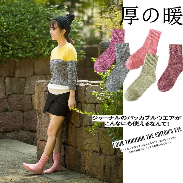 Kaos Kaki cewek Rajut Wool socks women wanita winter musim dingin import tebal