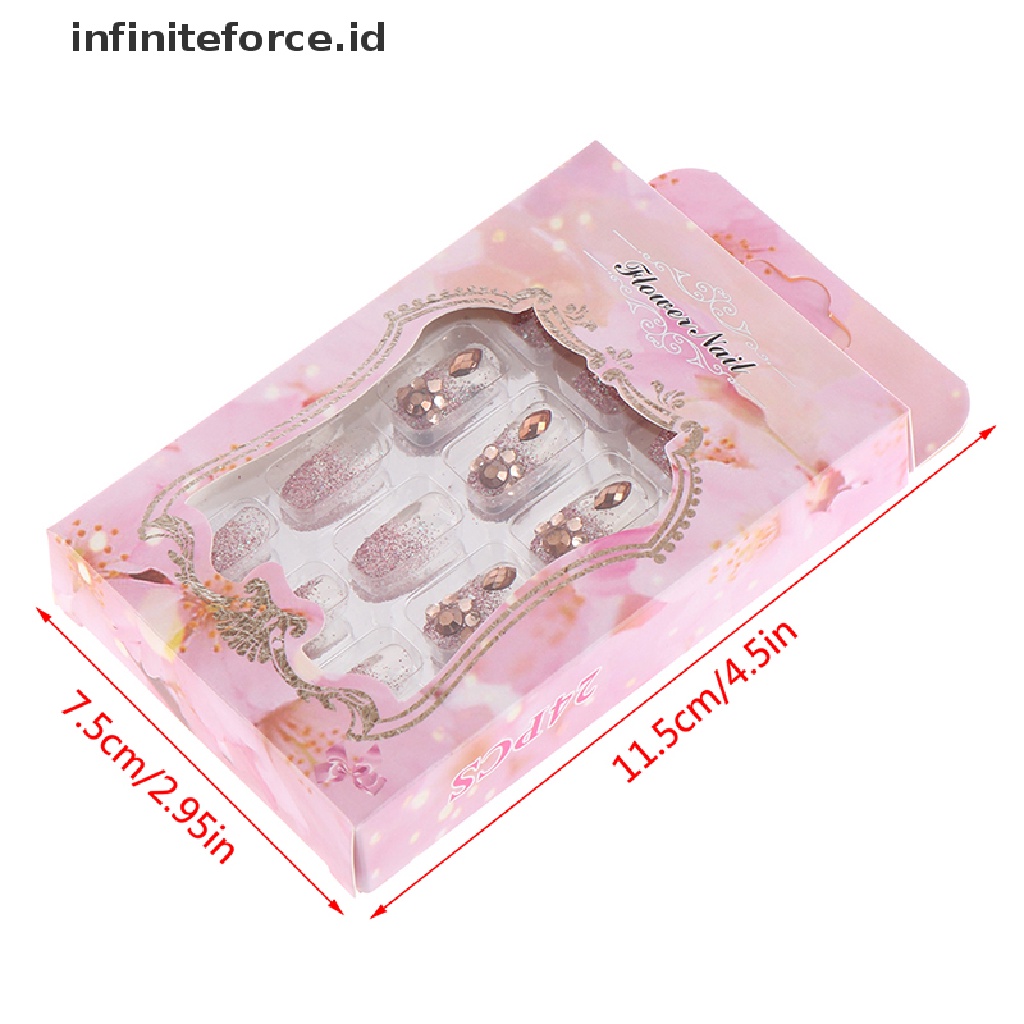 Infiniteforce.id 24Pcs / Set Kuku Palsu Akrilik UV gel Untuk Nail art Diy