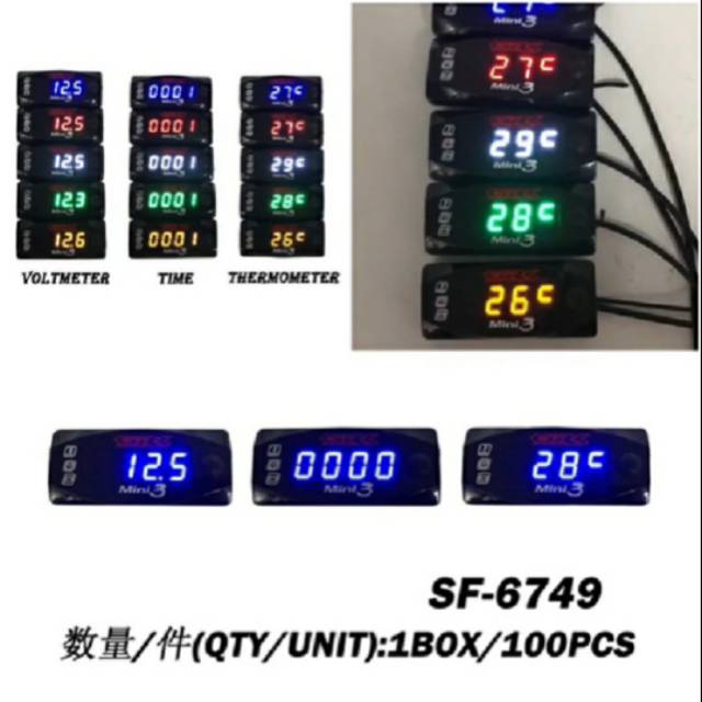 voltmeter 3in1 jam digital +voltase aki