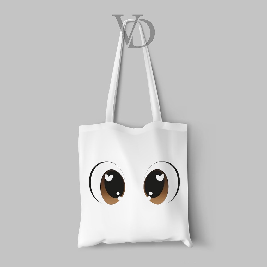 tote bag kanvas gambar mata aestetic / tas belanja lucu