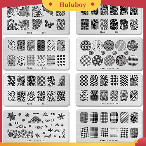 Huluboy Huluboy♡ Plat Stempel / Cap Kuku Motif Print Untuk DIY Manicure