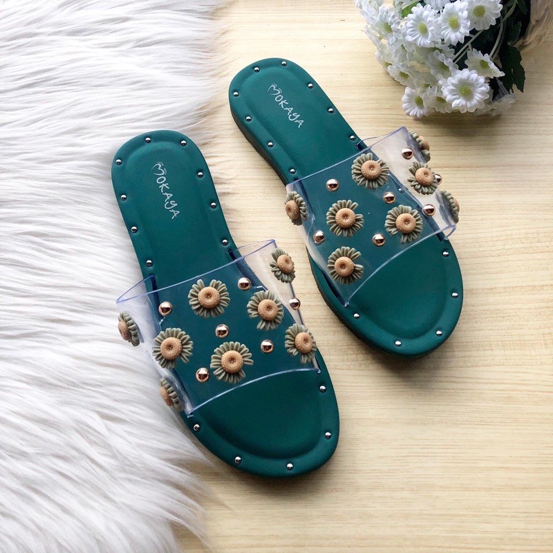 Sandal Slop Mika Bunga Daisy BEST SELLER Import Mokaya 9077