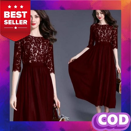 Dress Wanita Dres Casual Deres Brokat Drees Wanita Gaun Party Dress Drees Pesta Baju Pesta Import Dr