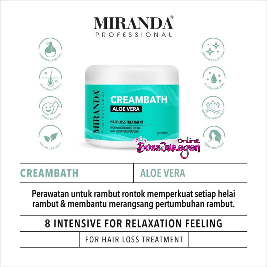 (BOSS) MIRANDA PROFESSIONAL Creambath 1000gr | Aloe Vera - Strawberry - Mint - Rose