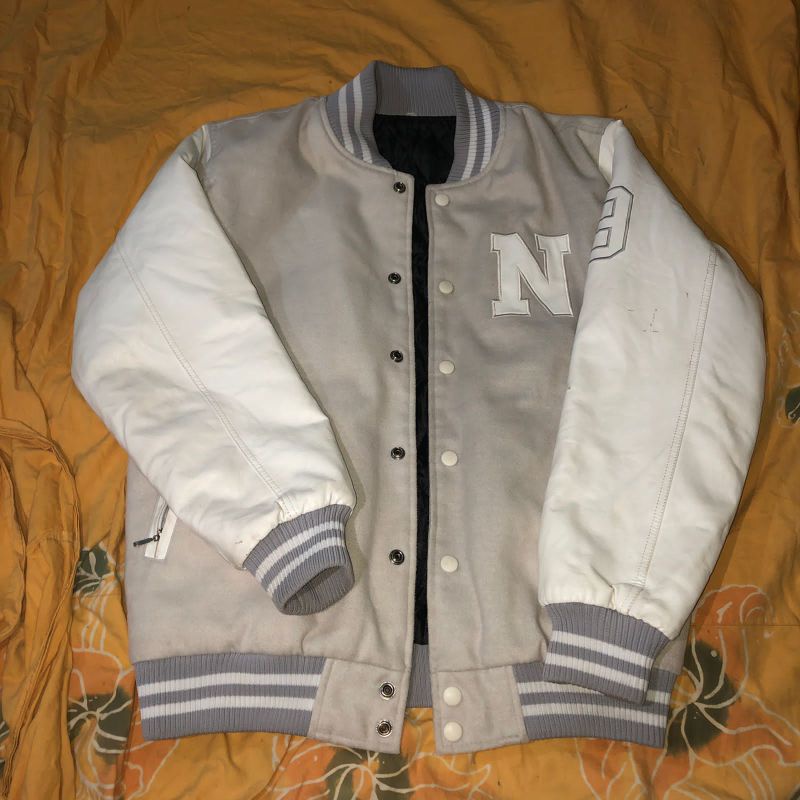 Varsity Jacket Univ Kampus Nursing Lengan Kulit Leather Second Bekas