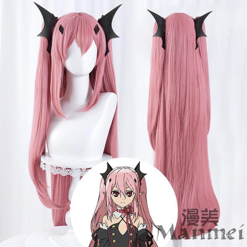 Seraph of the End Krul Tepes 100CM Straight Wig Owari Anime Cosplay Wig Ponytail Wigs