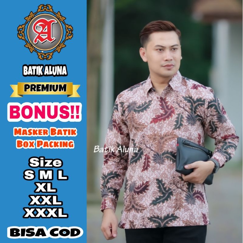 Baju Batik Pria Premium Lengan Panjang Full Furing Batik Solo Pekalongan Batik Reguler Batik Aluna P