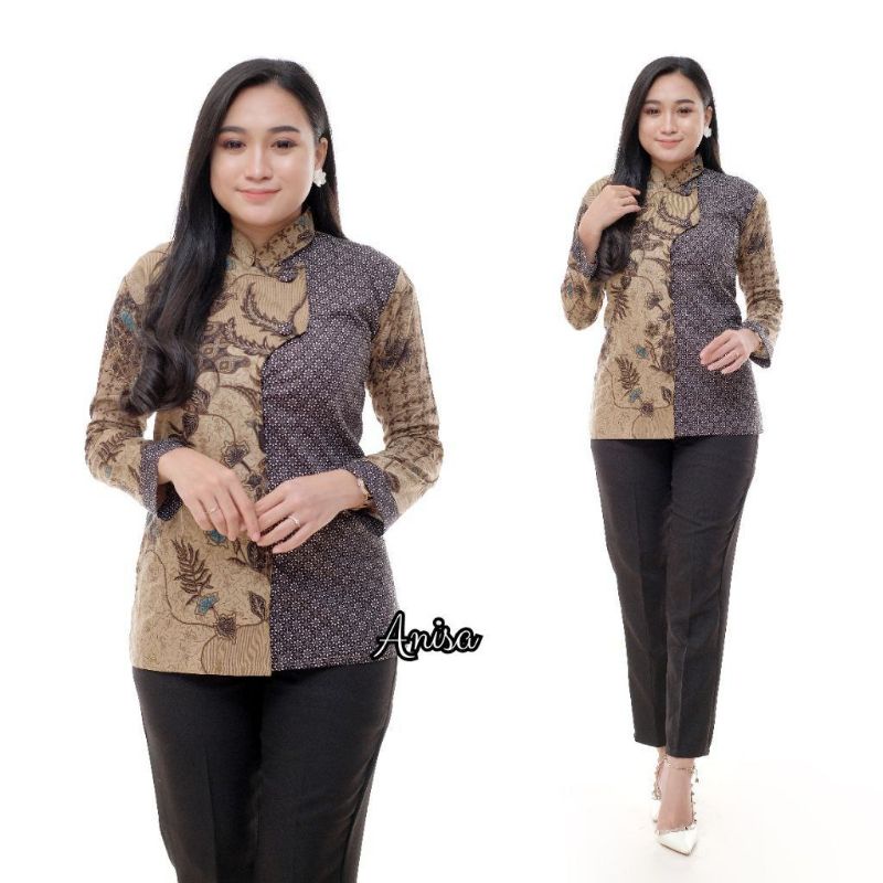 tey-17 Batik wanita ASJ SA HRB026 Kenongo Kemeja Tosca Pendek-SEKARJAGAD TR