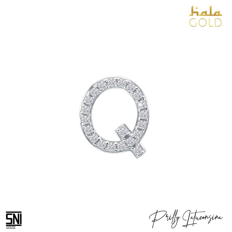 Liontin Emas Prilly Lop U Hala Gold Huruf Alphabet Q