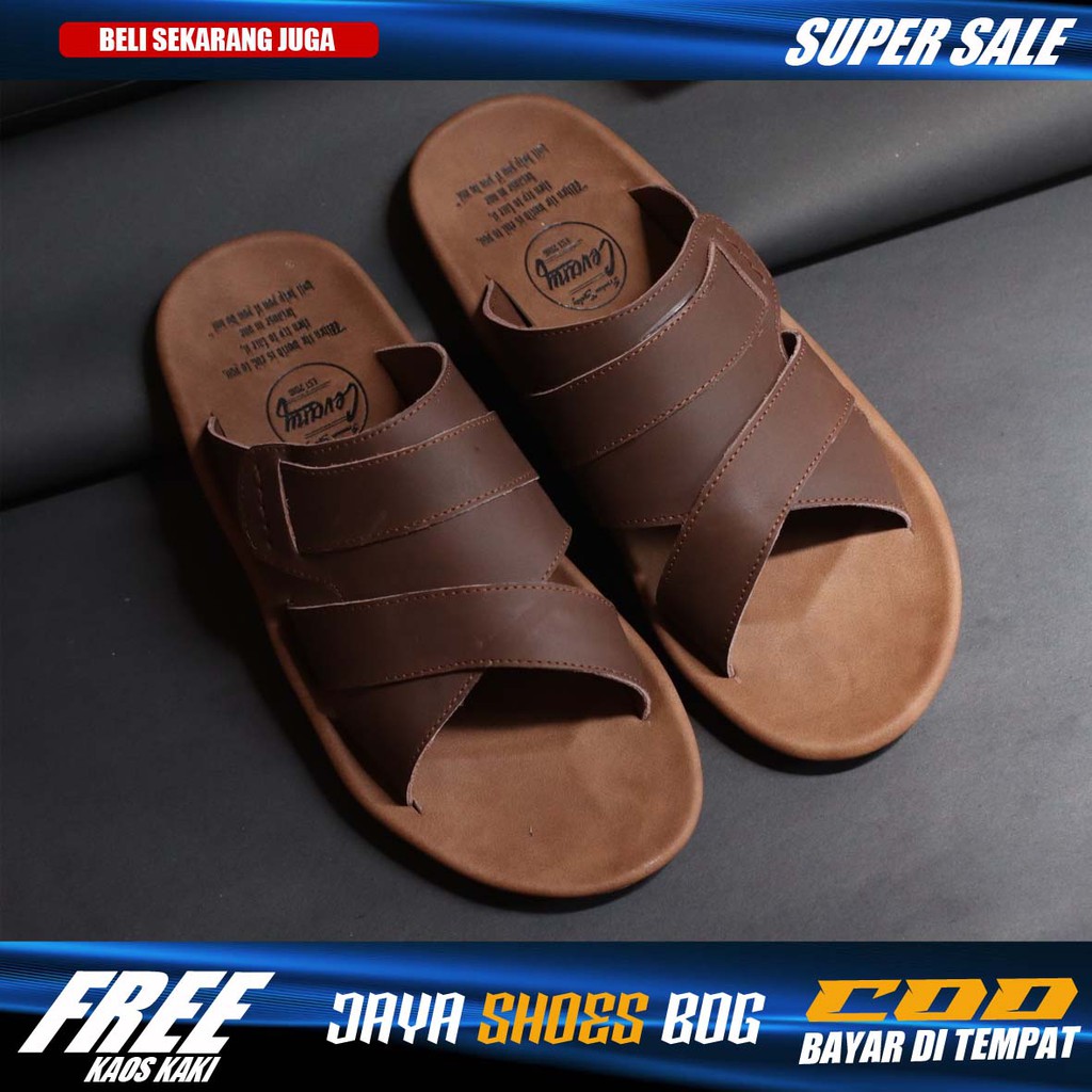 BUILD|Sandal Casual Selop Pria Kulit Asli Original Fashion Trendy Laki Laki