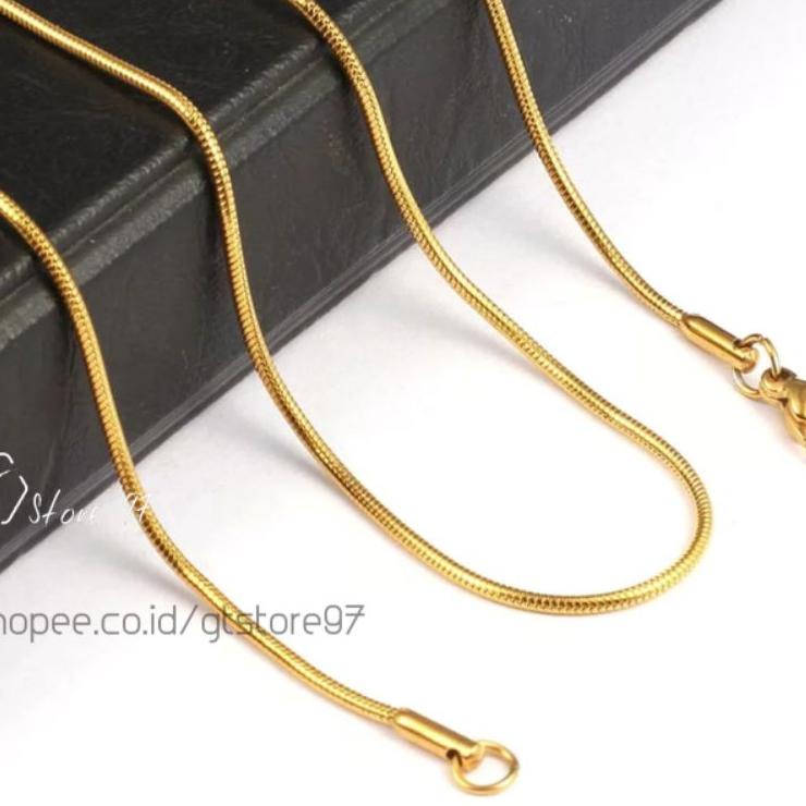 Big Sale.. Kalung Titanium Pria Bulat Silver Perak Emas Kalung Titanium Anti Karat Asli Wanita Kalun