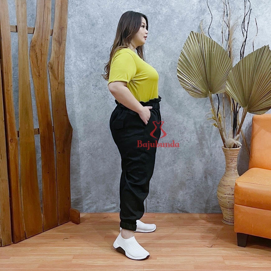 High Waist Jogger Pants Jumbo Wanita / Celana Panjang Big Size Polos / HIGH JOGGER